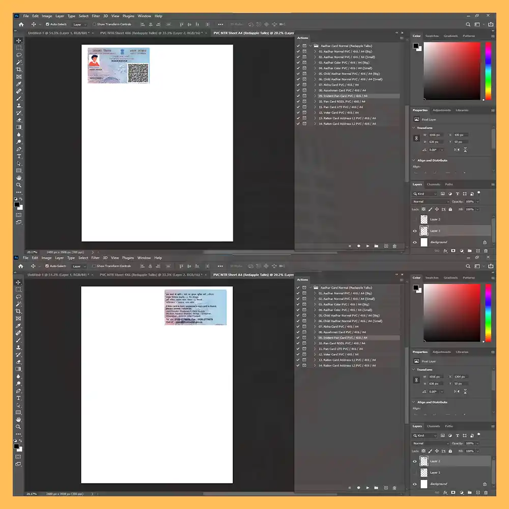 E Pan Card NTR A4 Front & Back New